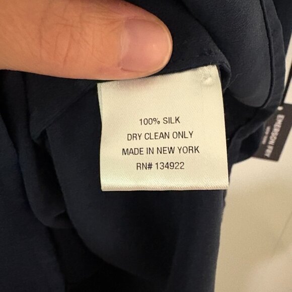 NEW Emerson Fry Solar Tunic Deep Sea Medium Navy 100% Silk Lagenlook Minimalist - Picture 16 of 16